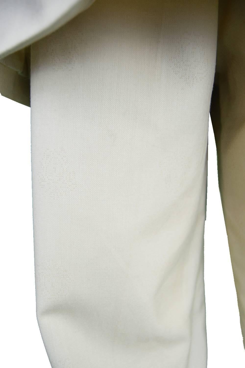 Beige Gianni Versace Men's Cream Medusa Head Wool Jacquard Trouser Suit, 1990s