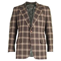 Lanvin Paris Mens Woven Camel Hair Retro Check Blazer, 1970s