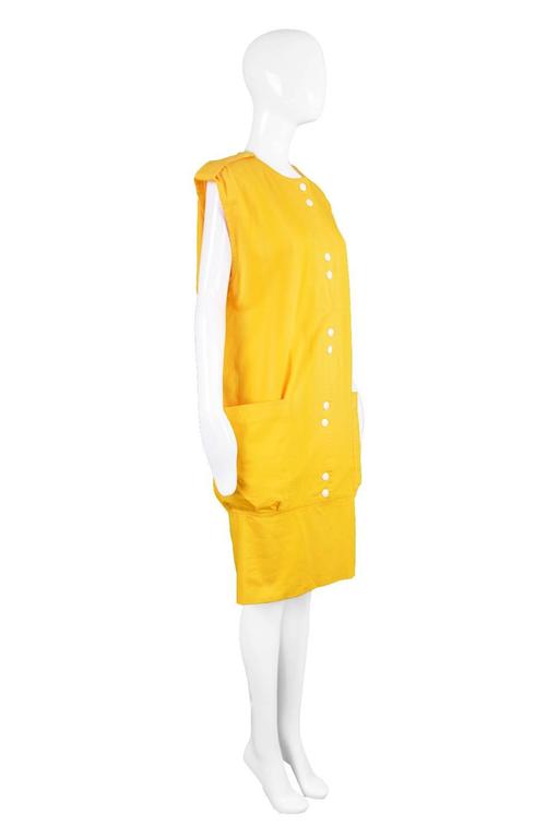 Pierre Cardin Mustard Yellow Dress with Oversized Patch Pockets, 1980s ...