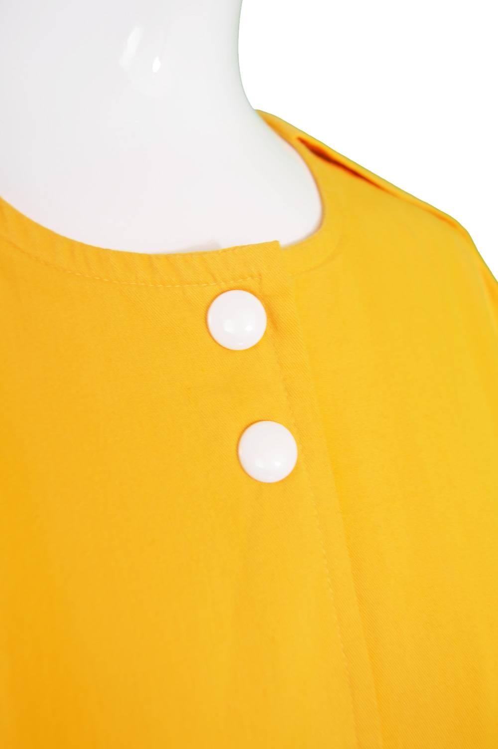 Pierre Cardin Mustard Yellow Dress with Oversized Patch Pockets, 1980s 1