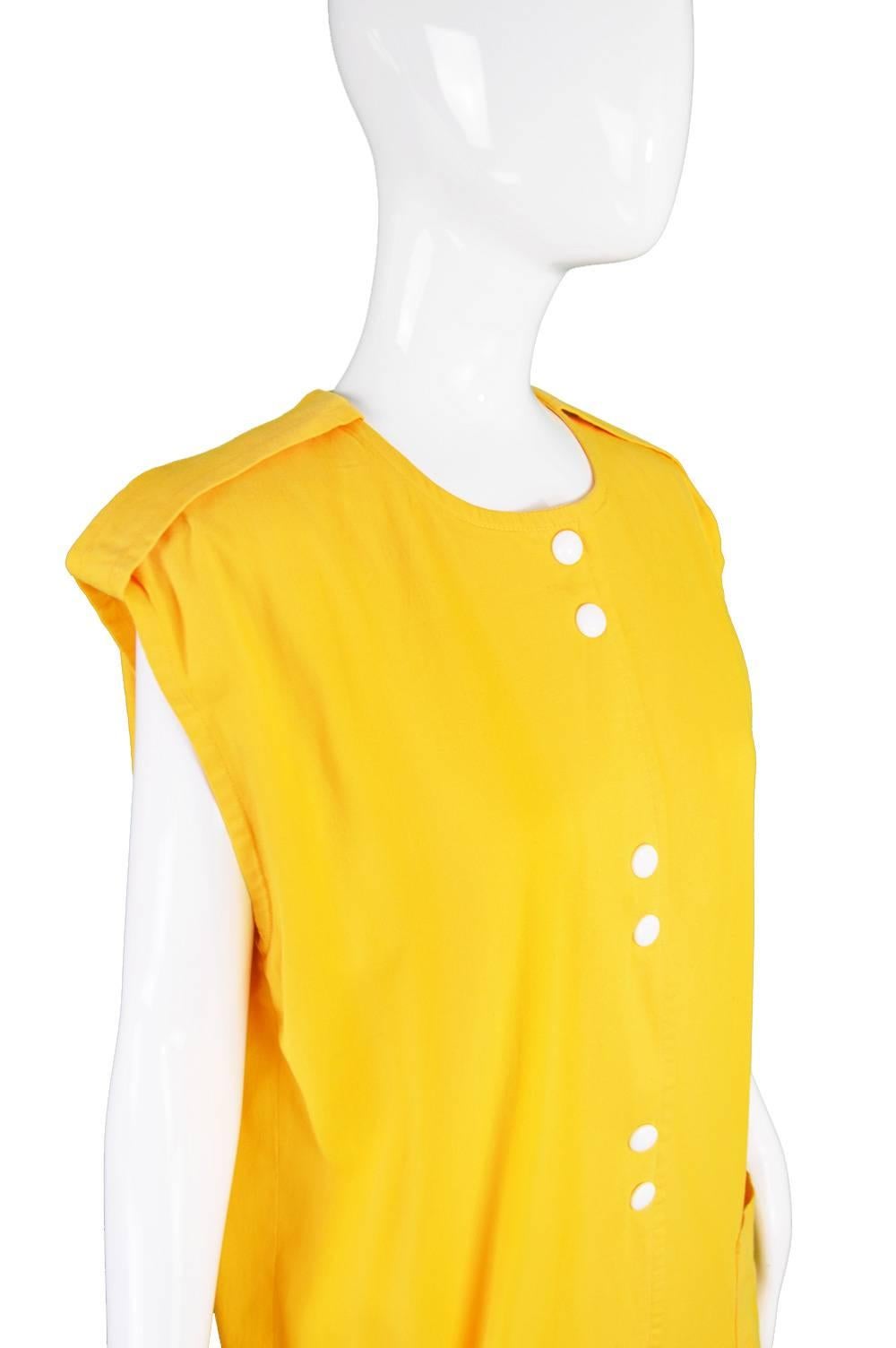 Women's Pierre Cardin Mustard Yellow Dress with Oversized Patch Pockets, 1980s For Sale