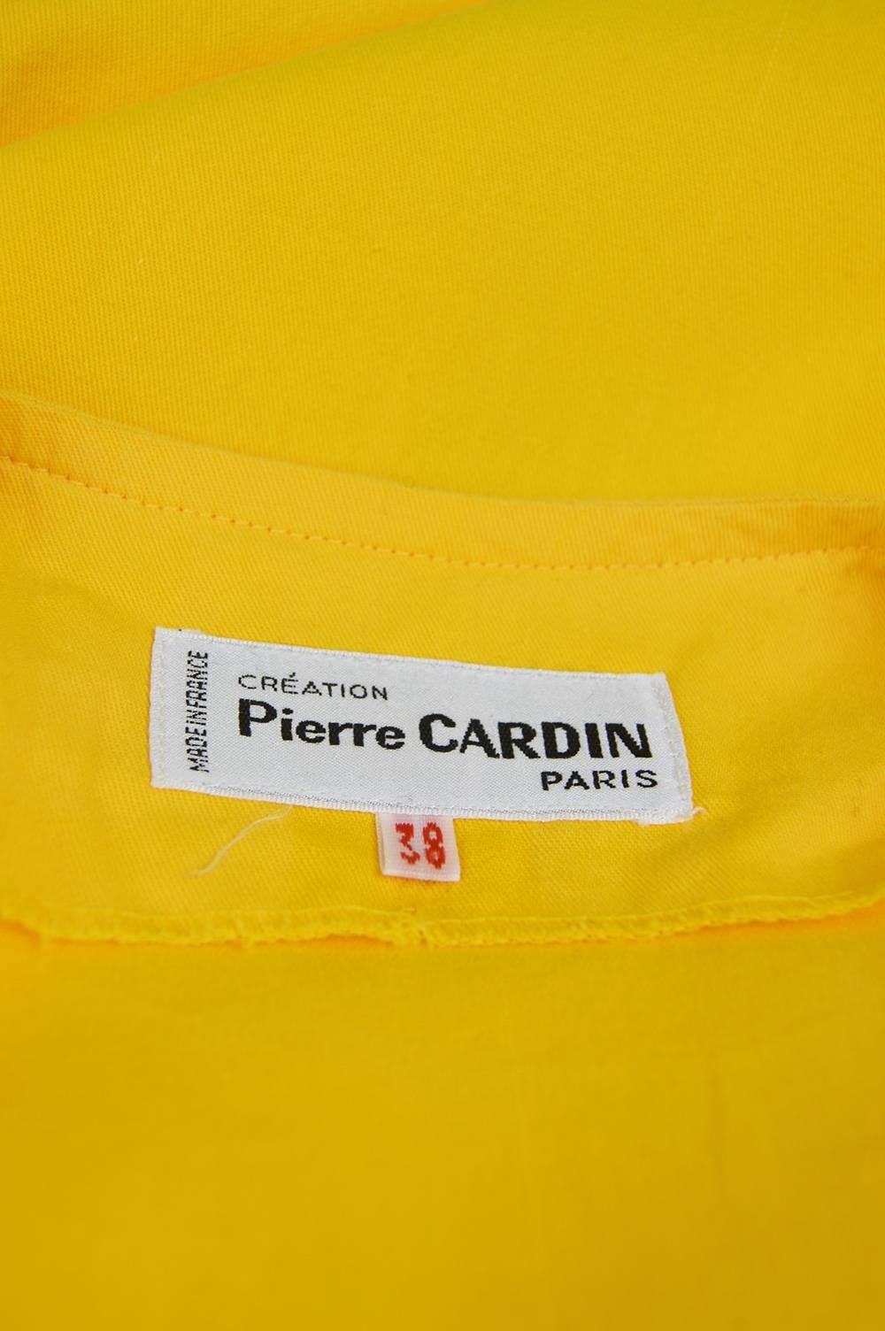 Pierre Cardin Mustard Yellow Dress with Oversized Patch Pockets, 1980s For Sale 4