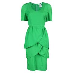 Guy Laroche Green Cotton Tulip Dress, 1980s