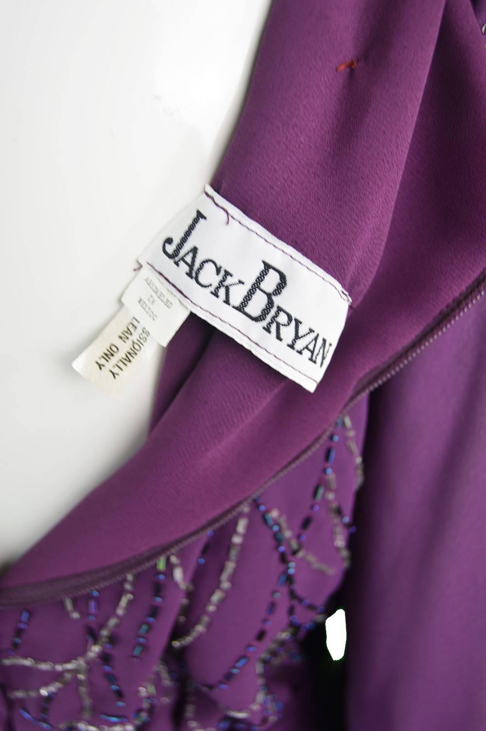 Vintage Beaded Purple Chiffon Dress by Jack Bryan, 1970s For Sale 4