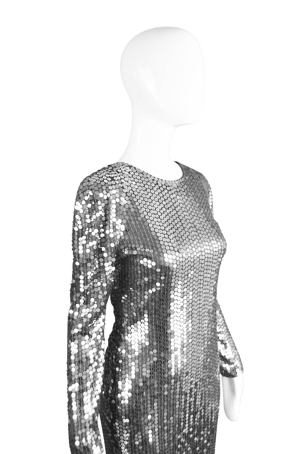 stretch knit dark silver dress with the scoop back