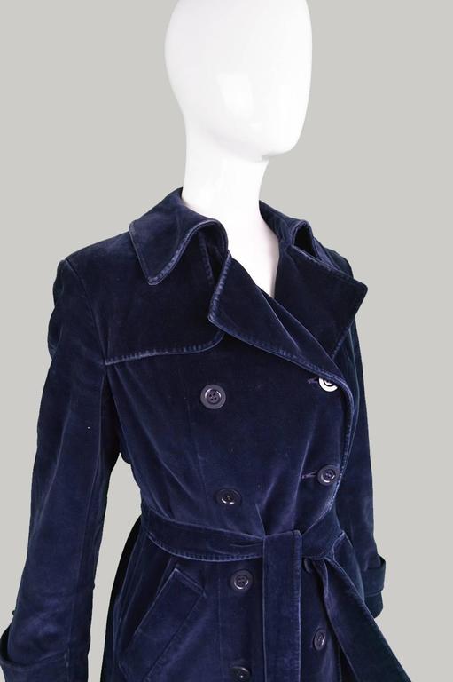 Aquascutum for Harrods Midnight Blue Velvet Peacoat, 1970s For Sale at 1stDibs