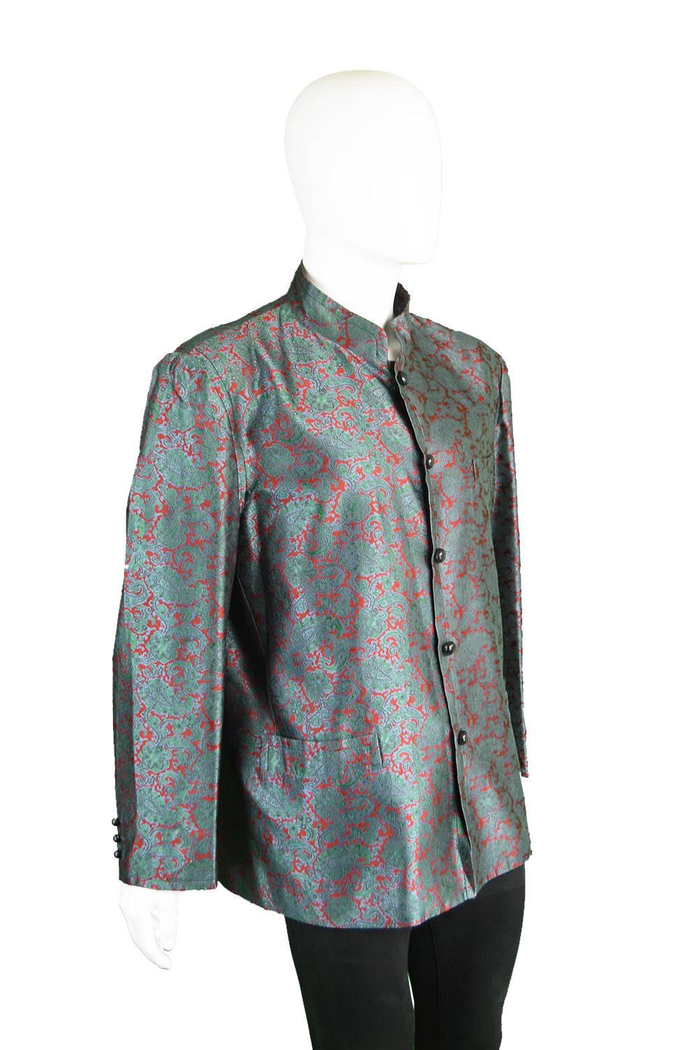Gray Rare Men's Yves Saint Laurent Rive Gauche Silk Nehru Jacket, c. 1960s