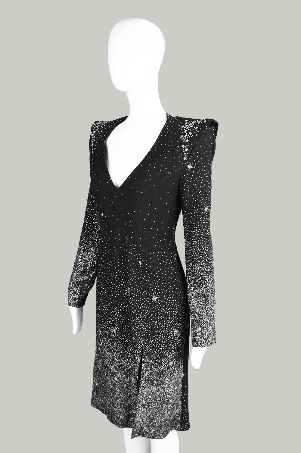 Women's Christian Lacroix Black & Silver Galactic Evening Dress, Fall 1998