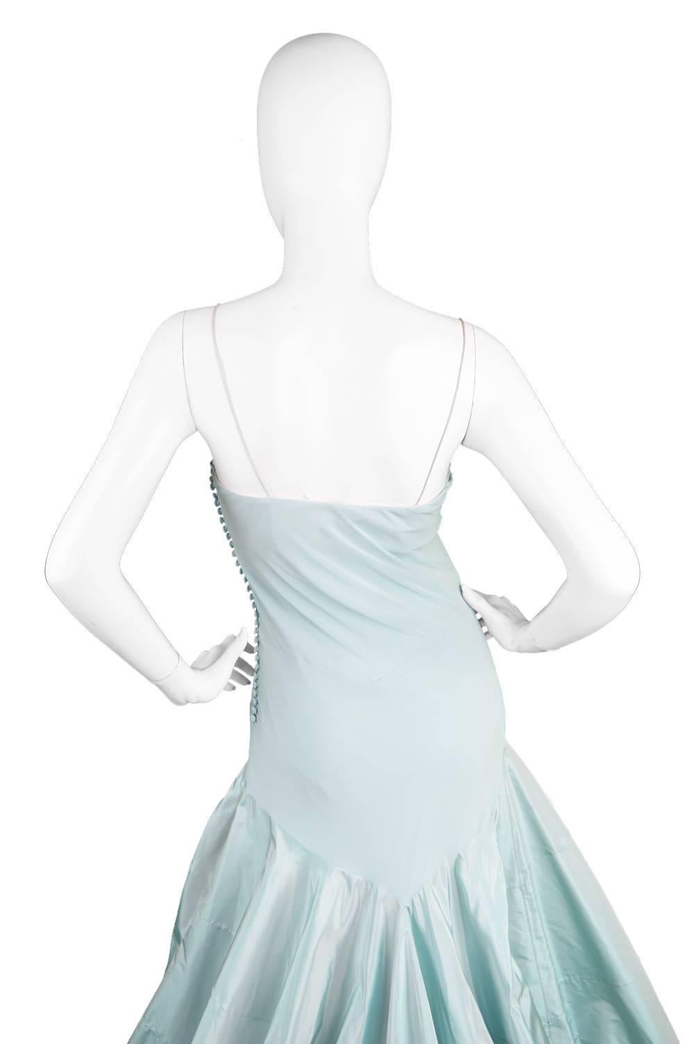 Women's John Galliano for Christian Dior Bias Cut Silk Chiffon Gown with Taffeta Train