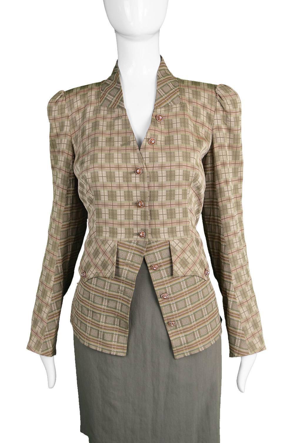 Brown Christian Lacroix Runway Checked Riding Jacket, Spring-Summer 1997