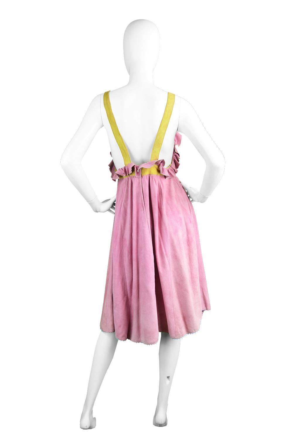 Pat Mariner Colour Block Suede Pinafore Dress, 1970s 2