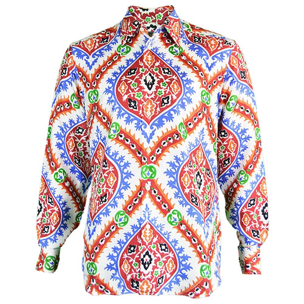 Prada Men's Silk Shirt with Holliday & Brown Collab Paisley Print, A/W 2003 For Sale