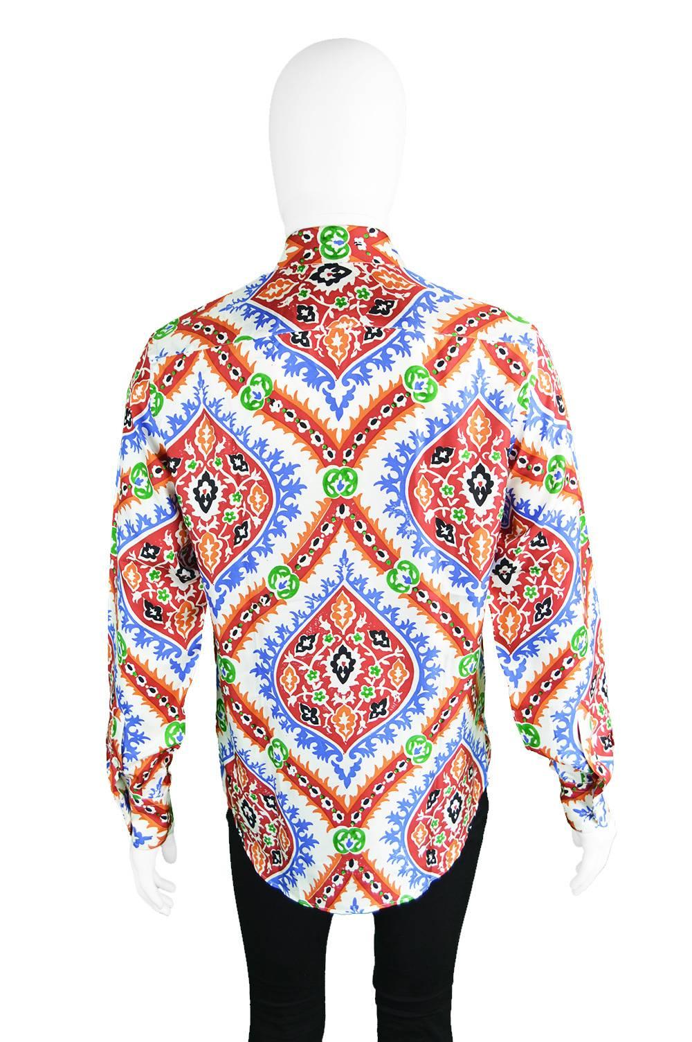 Prada Men's Silk Shirt with Holliday & Brown Collab Paisley Print, A/W 2003 In Excellent Condition For Sale In Doncaster, South Yorkshire