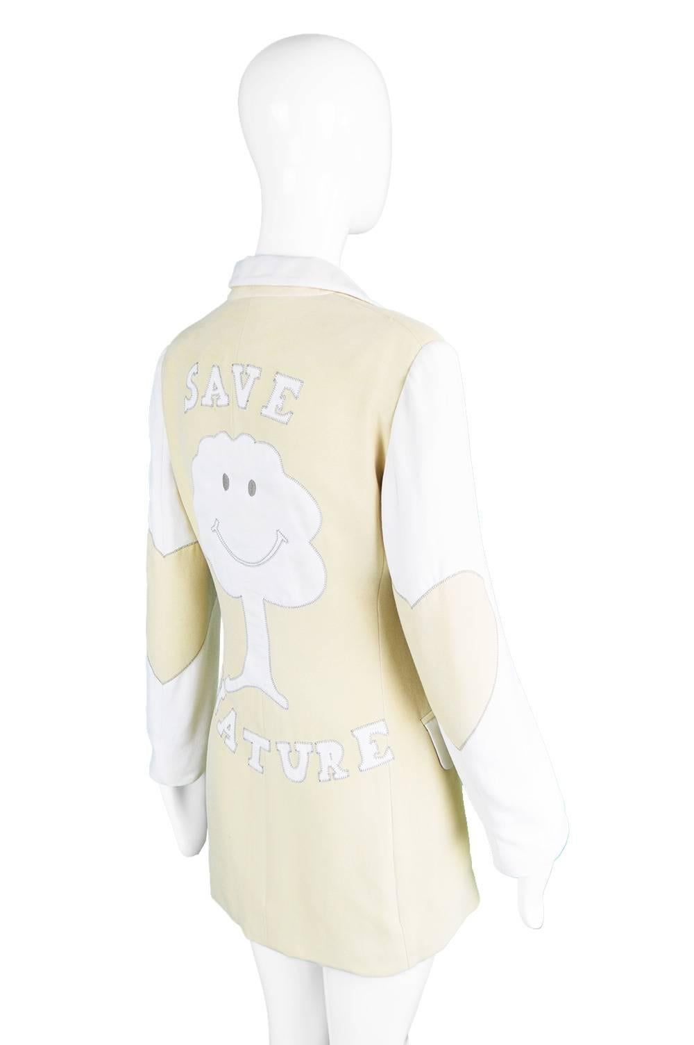 Beige Moschino 'Save Nature' Eco-couture Jacket - Franco's Final Collection, 1994