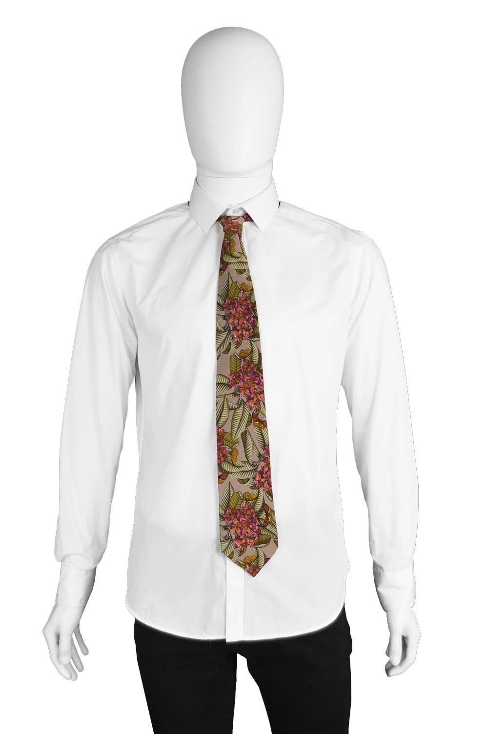 Yves Saint Laurent Men's Floral Silk Tie, 1970s In Excellent Condition In Doncaster, South Yorkshire