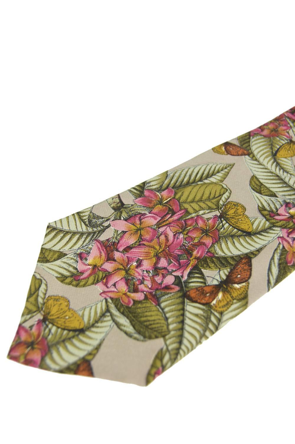 Yves Saint Laurent Men's Floral Silk Tie, 1970s 1