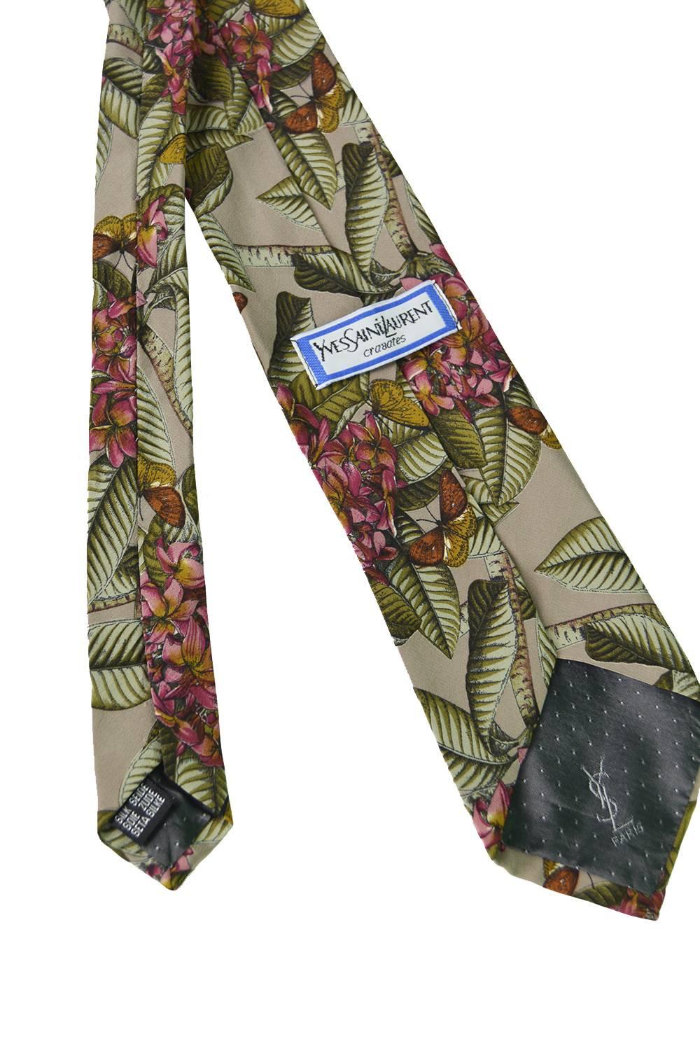 Yves Saint Laurent Men's Floral Silk Tie, 1970s 2