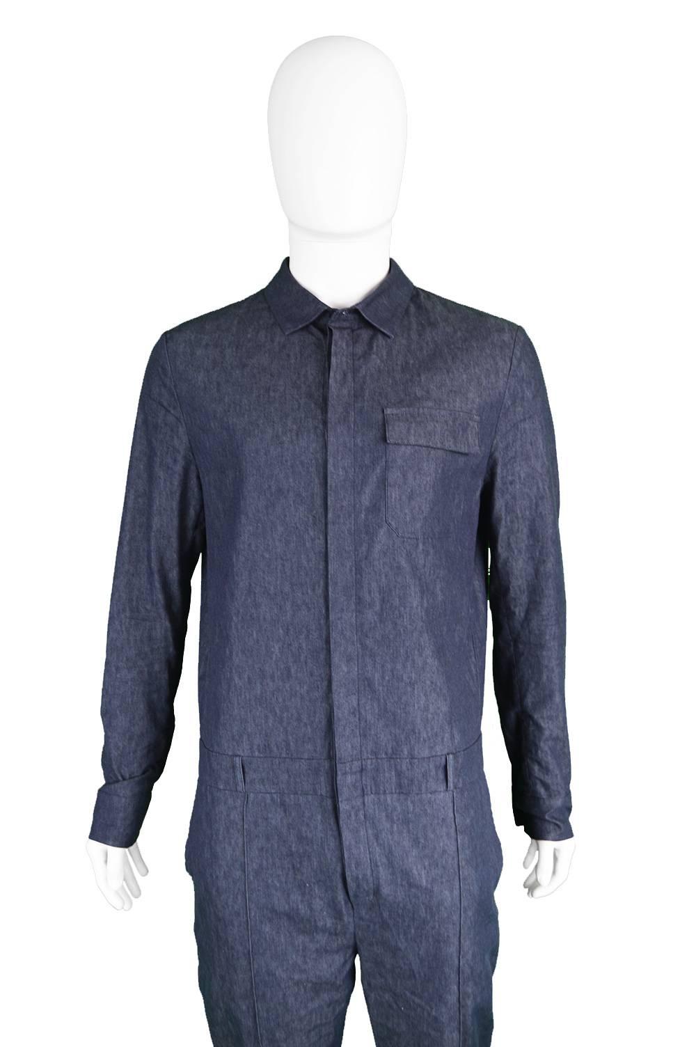 Purple Valentino Men's Runway Minimalist Denim Jumpsuit, A/W 2014
