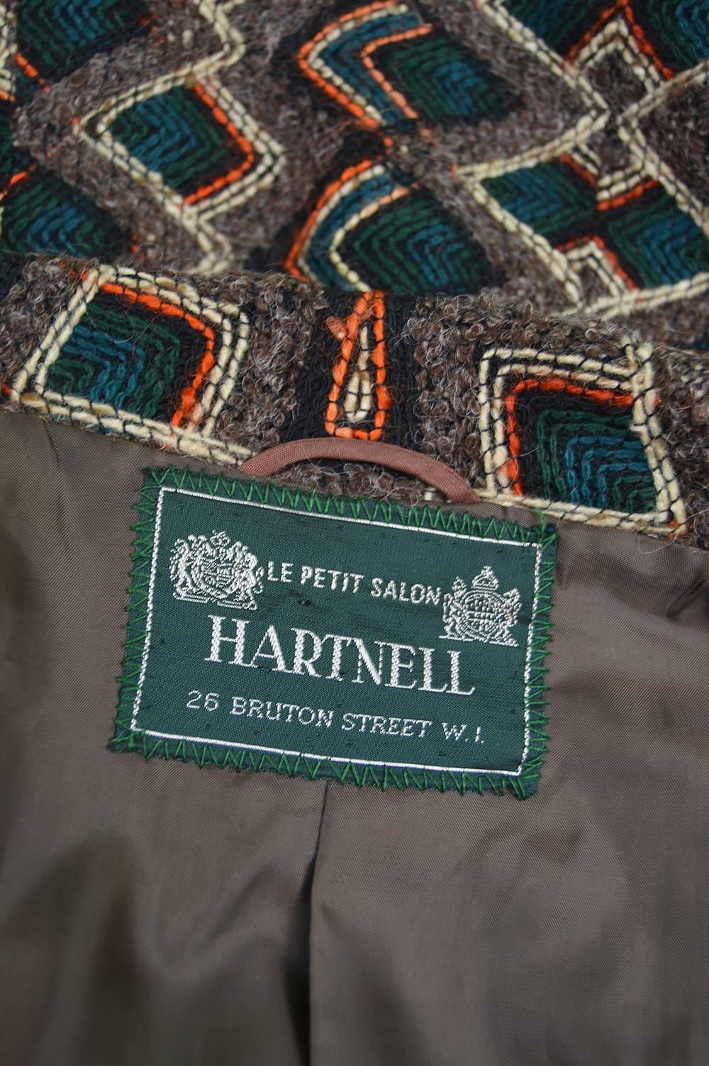 Norman Hartnell Woven Wool & Crepe Jacket, 1960s For Sale 6