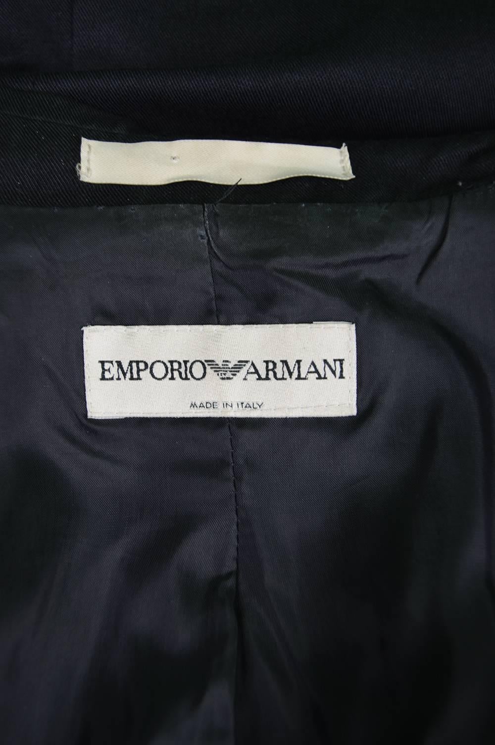 Emporio Armani Black Linen & Silk Women's Blazer, 1990s For Sale 3