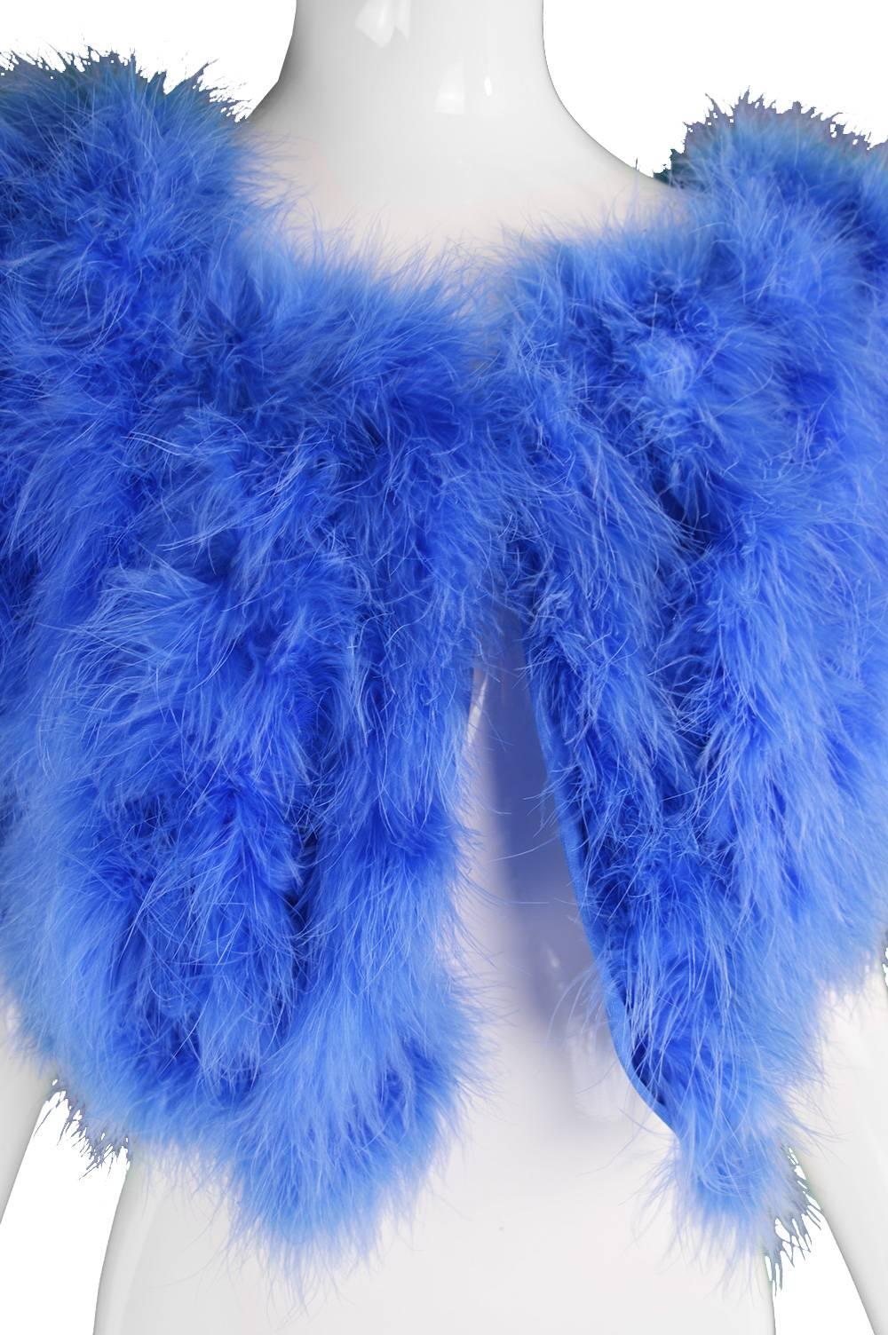 Vintage Blue Marabou Feather Bolero Jacket, 1960s  In Excellent Condition In Doncaster, South Yorkshire
