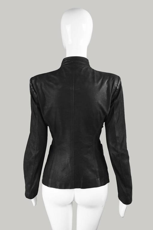 Tom Ford for Yves Saint Laurent Black Draped Ruffle Leather Jacket ...