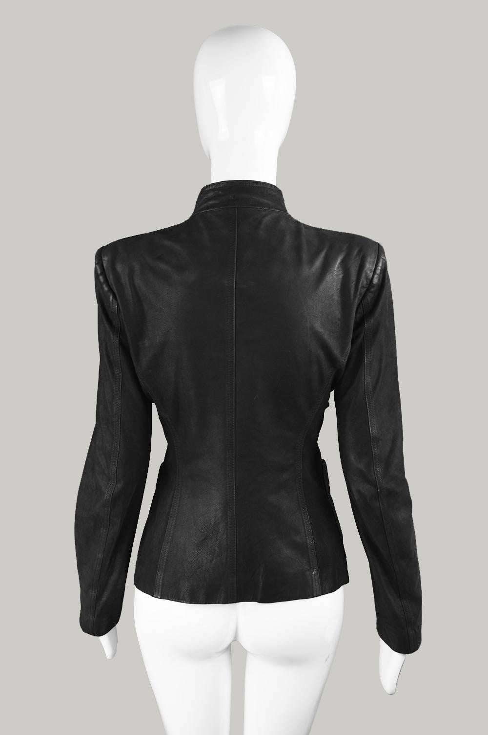 Tom Ford for Yves Saint Laurent Black Draped Ruffle Leather Jacket , Fall 2003 4
