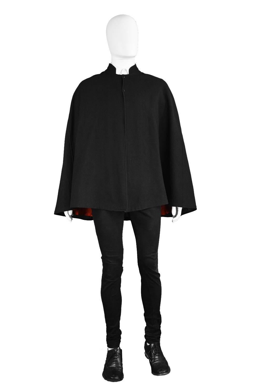 A rare vintage men's wool cape/ cloak from the 1960s by Scott Lester. Many Scott Lester's menswear pieces are in the V&A museums archives. Although a lesser known label today, Lester was quite an innovator in mens fashion at the time - part of the