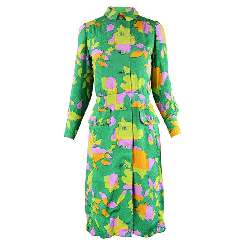 Galanos for Amelia Gray 1960s Vintage Green Tropical Textured Silk ...