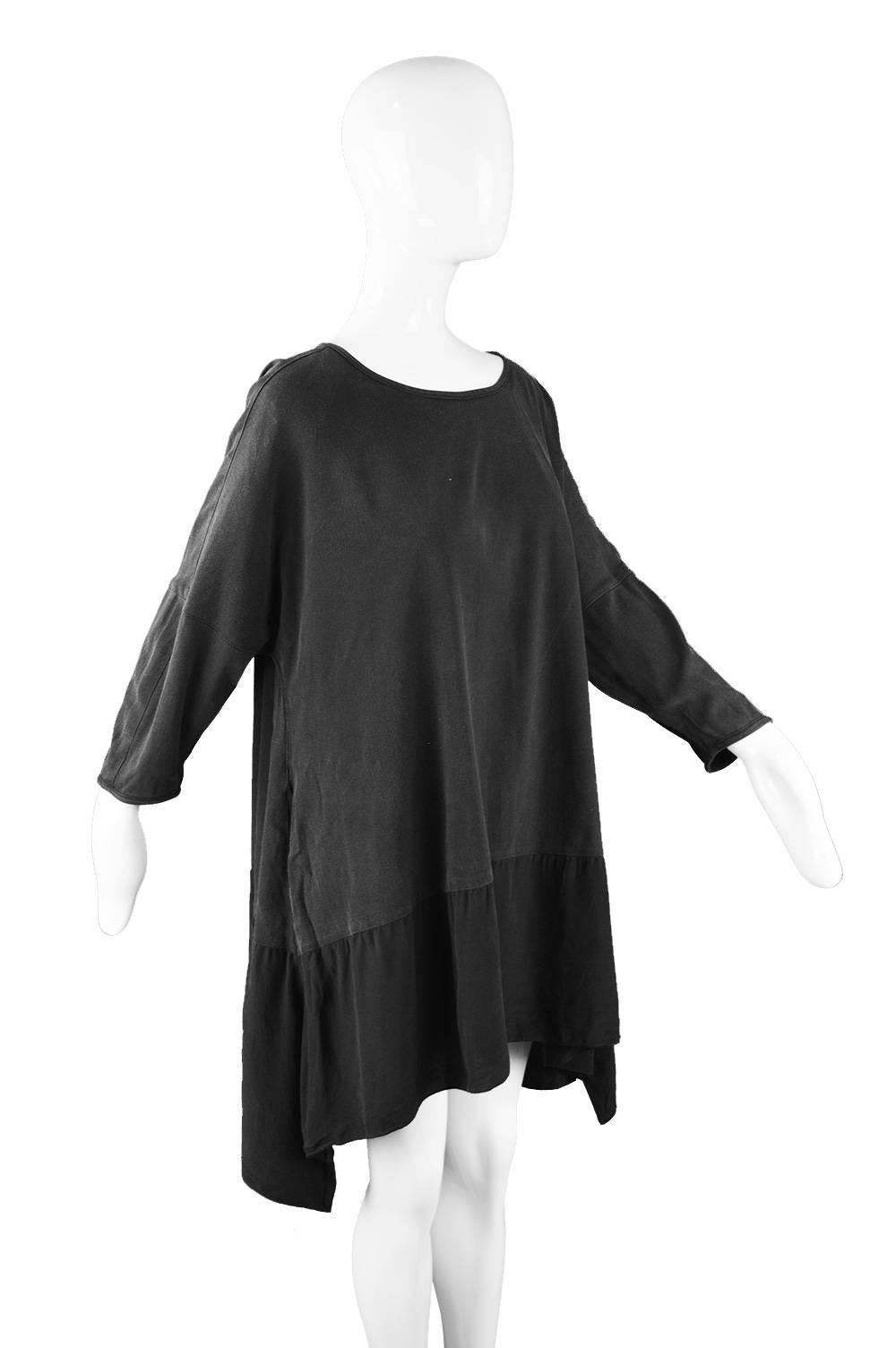 Gray Rare Workers for Freedom Draped Avant Garde Minimalist Tunic, Spring 1995
