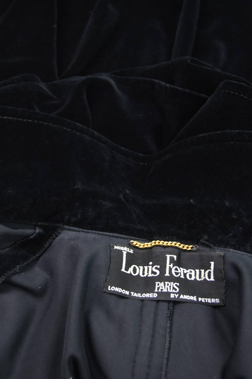 Louis Feraud Full Length Black Velvet Cape Cloak, 1960s 4