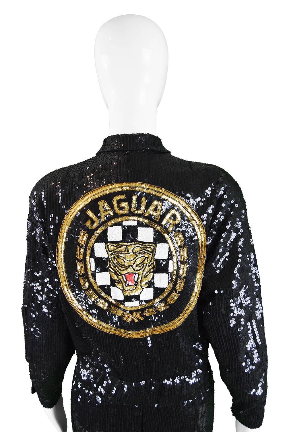 Incredible Jeanette Kastenberg Beaded & Sequin Jaguar Womens Jumpsuit, 1980s In Excellent Condition In Doncaster, South Yorkshire