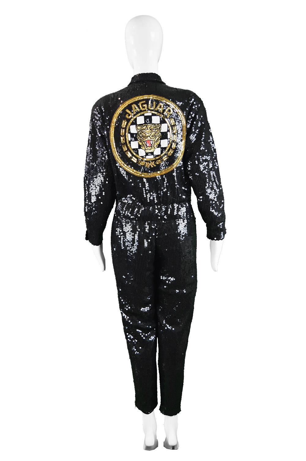 Women's Incredible Jeanette Kastenberg Beaded & Sequin Jaguar Womens Jumpsuit, 1980s