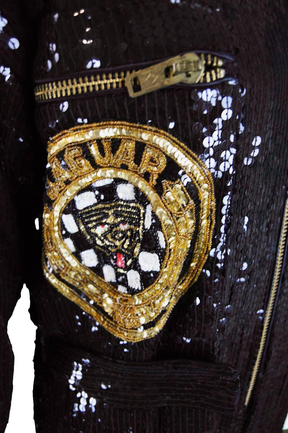Incredible Jeanette Kastenberg Beaded & Sequin Jaguar Womens Jumpsuit, 1980s 1