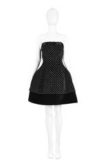 Valentino Polka Dot Velvet Strapless Structured Crinoline Party Dress, 1990s