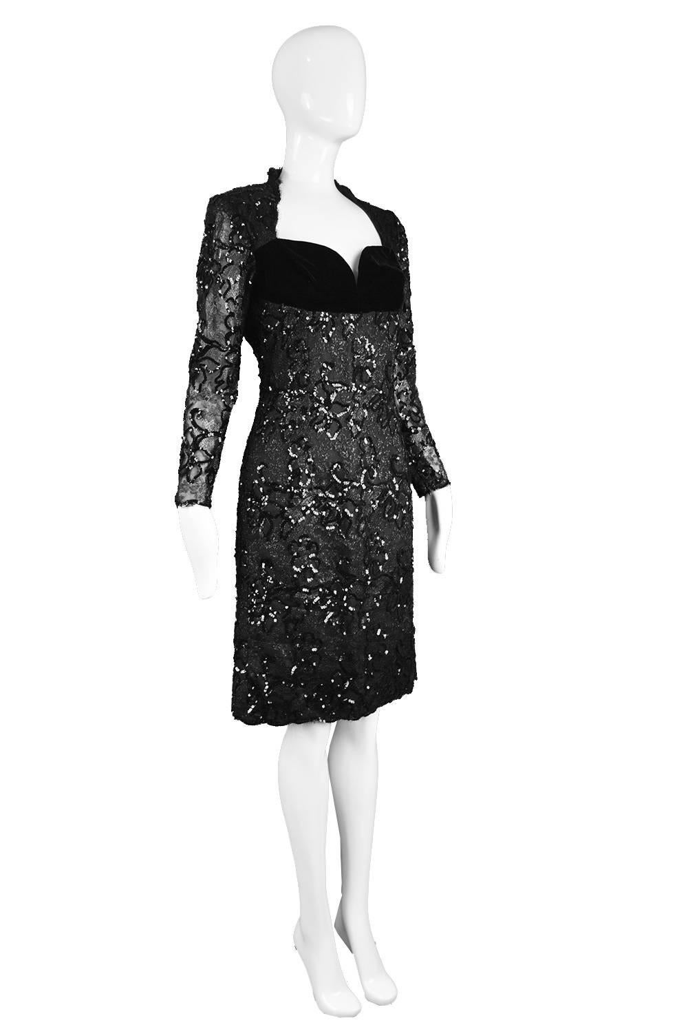 Givenchy Couture Unworn Vintage Lace, Sequin & Velvet Party Dress, A/W 1991 In New Condition In Doncaster, South Yorkshire