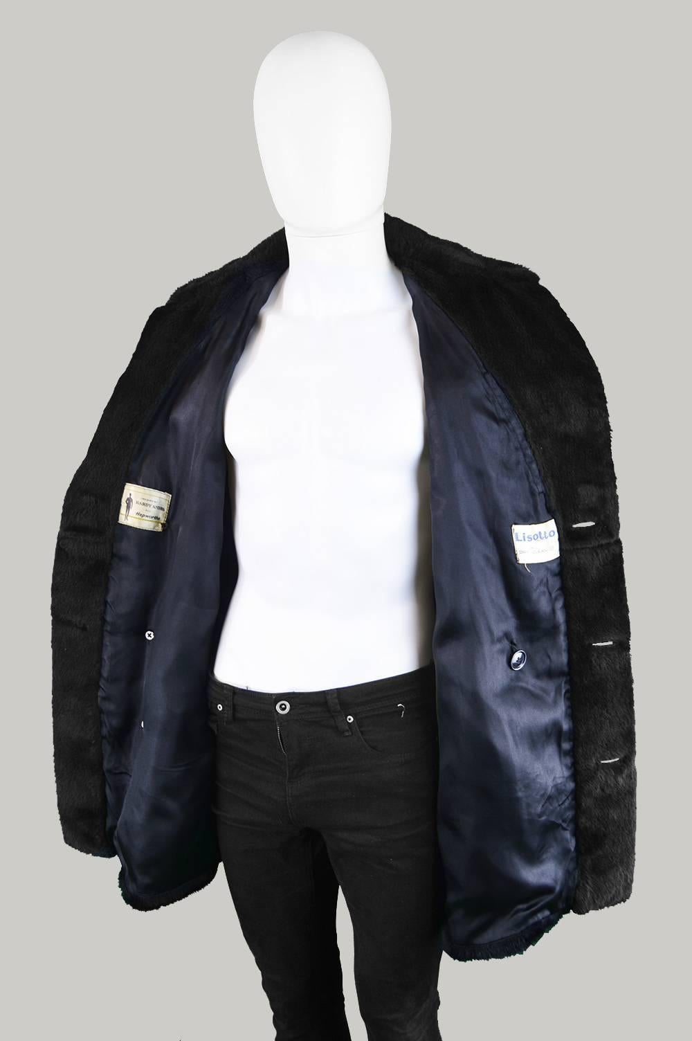 Hardy Amies for Hepsworths Men's Black Vintage Faux Fur Coat, 1970s 4