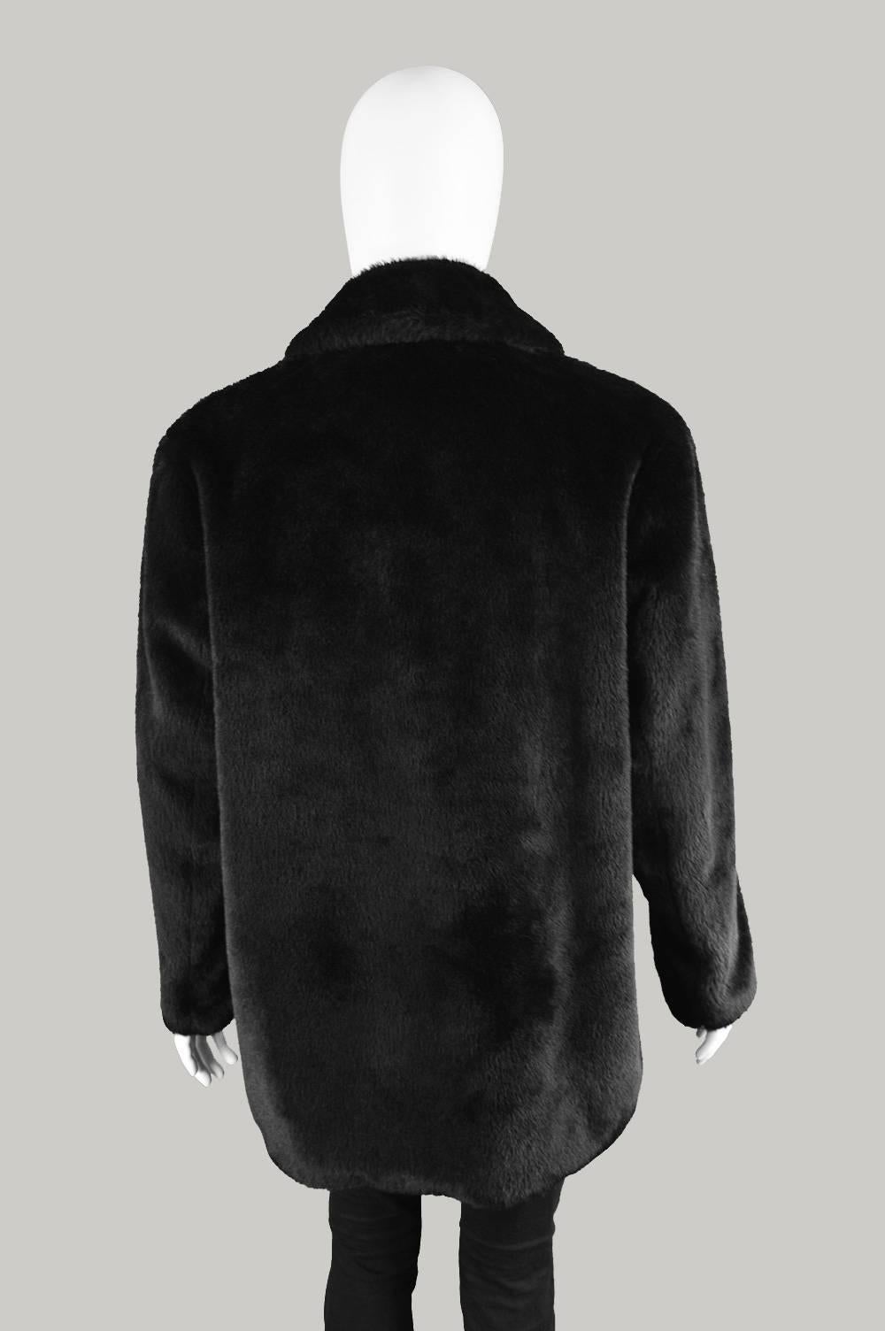 Hardy Amies for Hepsworths Men's Black Vintage Faux Fur Coat, 1970s 3