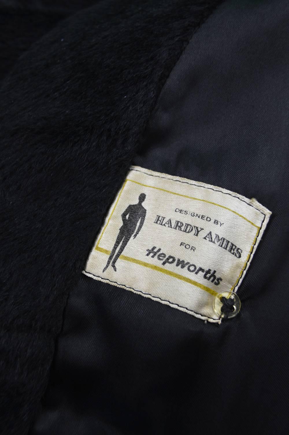 Hardy Amies for Hepsworths Men's Black Vintage Faux Fur Coat, 1970s 5