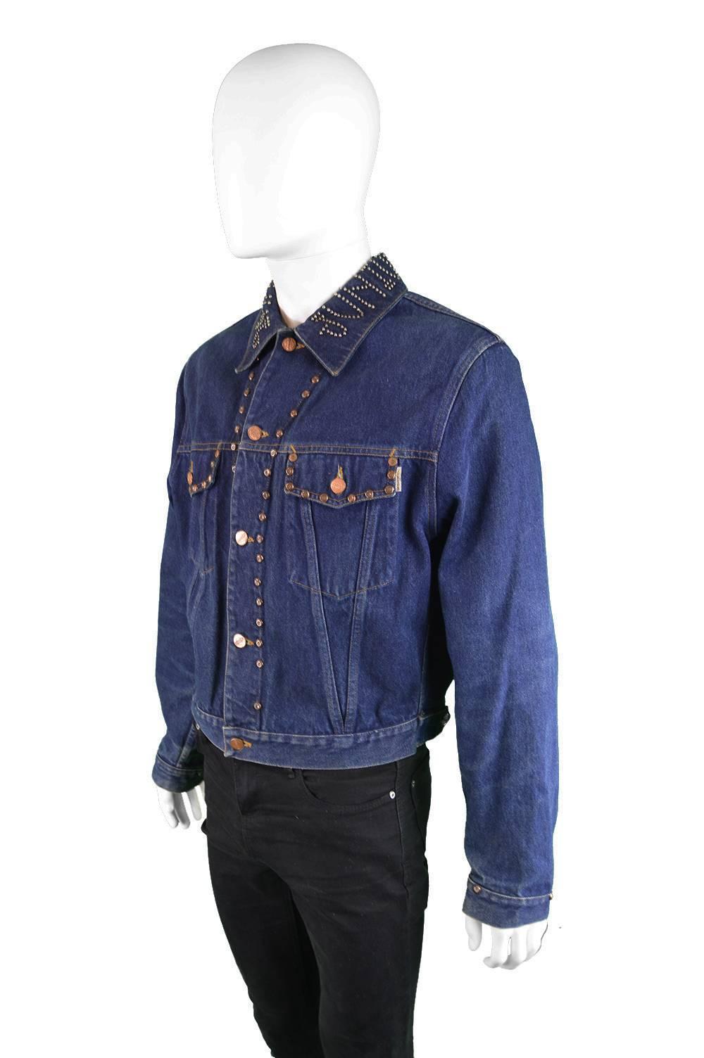 Purple Jean Paul Gaultier Men's Vintage Studded Denim Jacket, 1980s