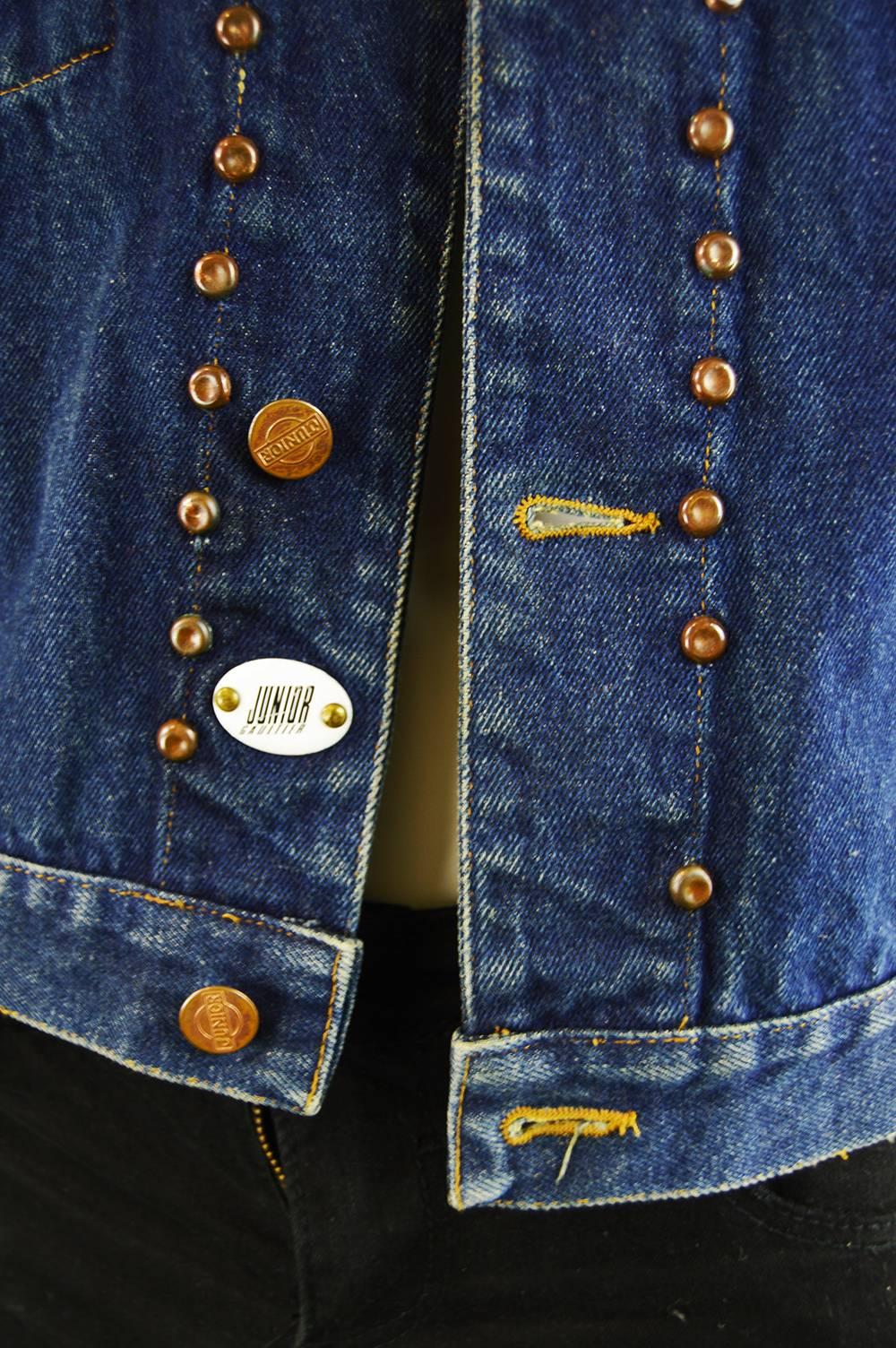 Jean Paul Gaultier Men's Vintage Studded Denim Jacket, 1980s 4