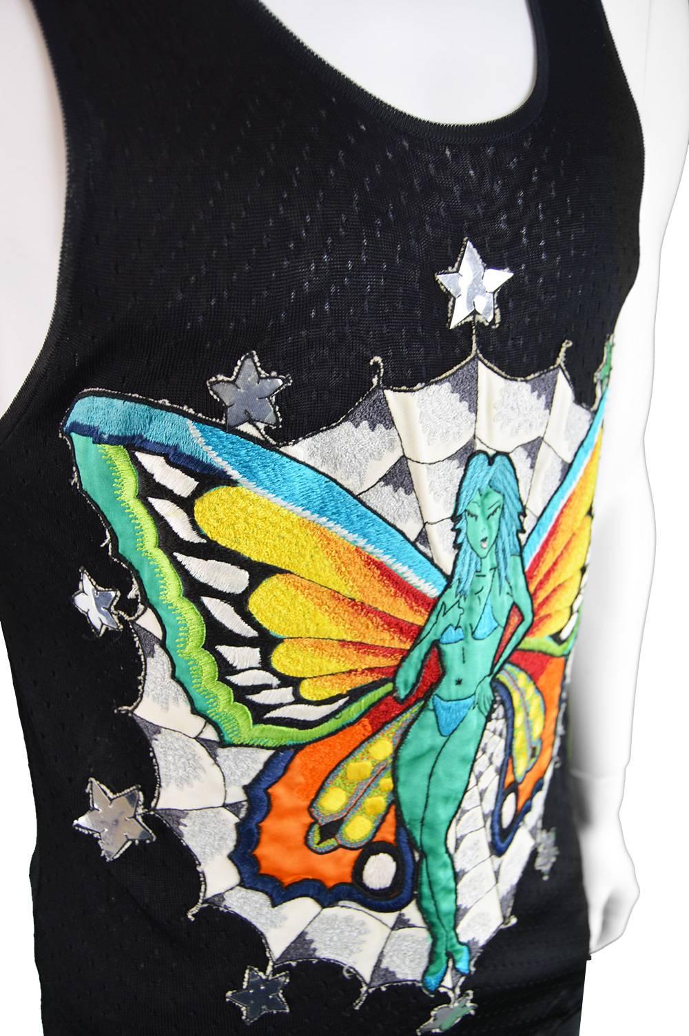 Tom Ford for Gucci Mens Rayon Knit Tank Top with Embroidered Fairy, S/S 2002  1