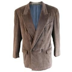 Hugo Boss Men's Vintage Brown Velvet Double Breasted Blazer, 1980s 10