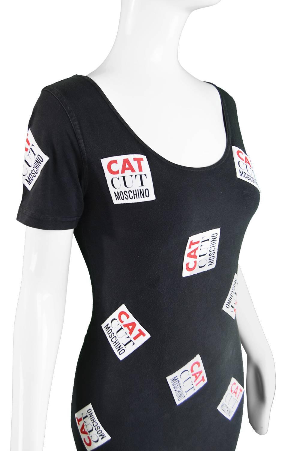 Moschino Vintage 'Cat Cut Moschino' Patch Bodycon Dress, 1990s  In Excellent Condition For Sale In Doncaster, South Yorkshire