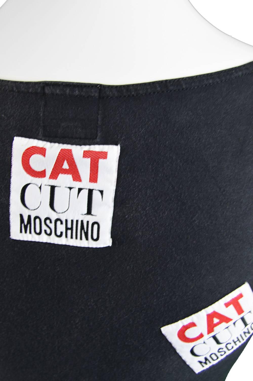 Women's Moschino Vintage 'Cat Cut Moschino' Patch Bodycon Dress, 1990s  For Sale