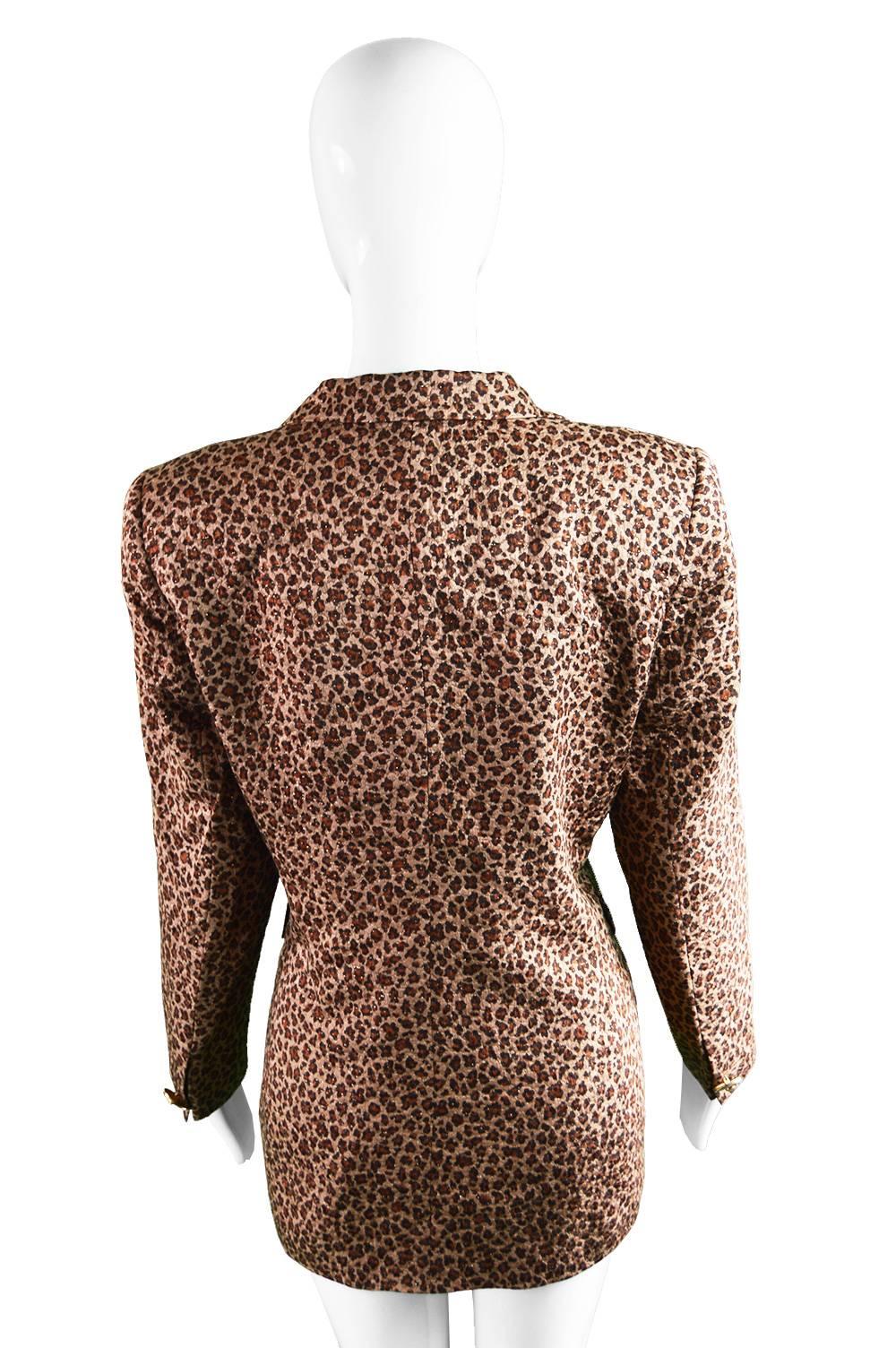Escada Leopard Print Silk, Wool & Gold Lurex Blazer, 1980s 2