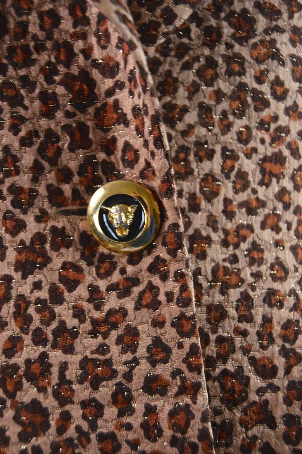 Escada Leopard Print Silk, Wool & Gold Lurex Blazer, 1980s In Excellent Condition In Doncaster, South Yorkshire