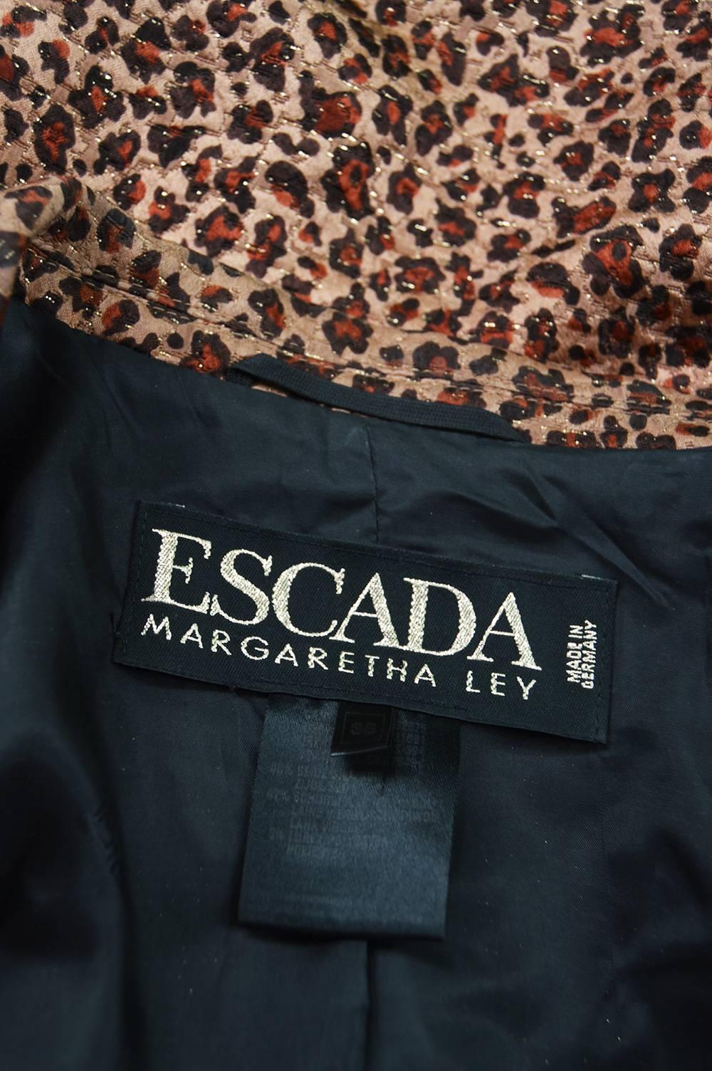 Escada Leopard Print Silk, Wool & Gold Lurex Blazer, 1980s 3