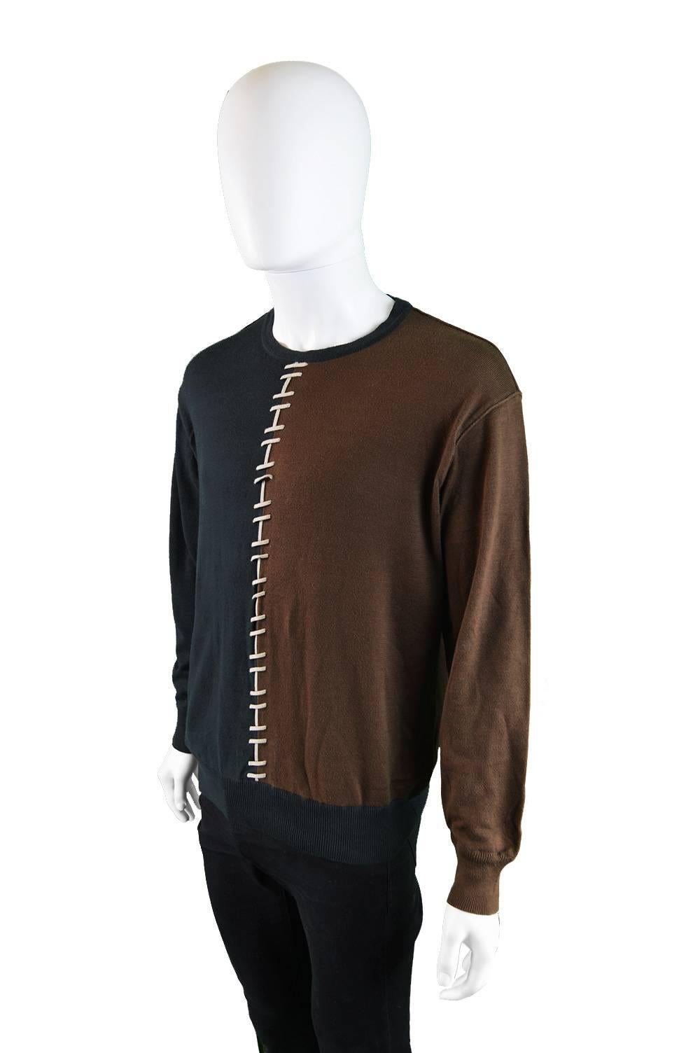 Claude Montana Men's Brown and Black Colour Blocked Sweatshirt, 1980s For Sale 2