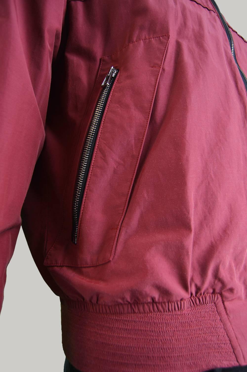 Valentino Men's Wine Red Bomber Jacket 38  In Excellent Condition For Sale In Doncaster, South Yorkshire